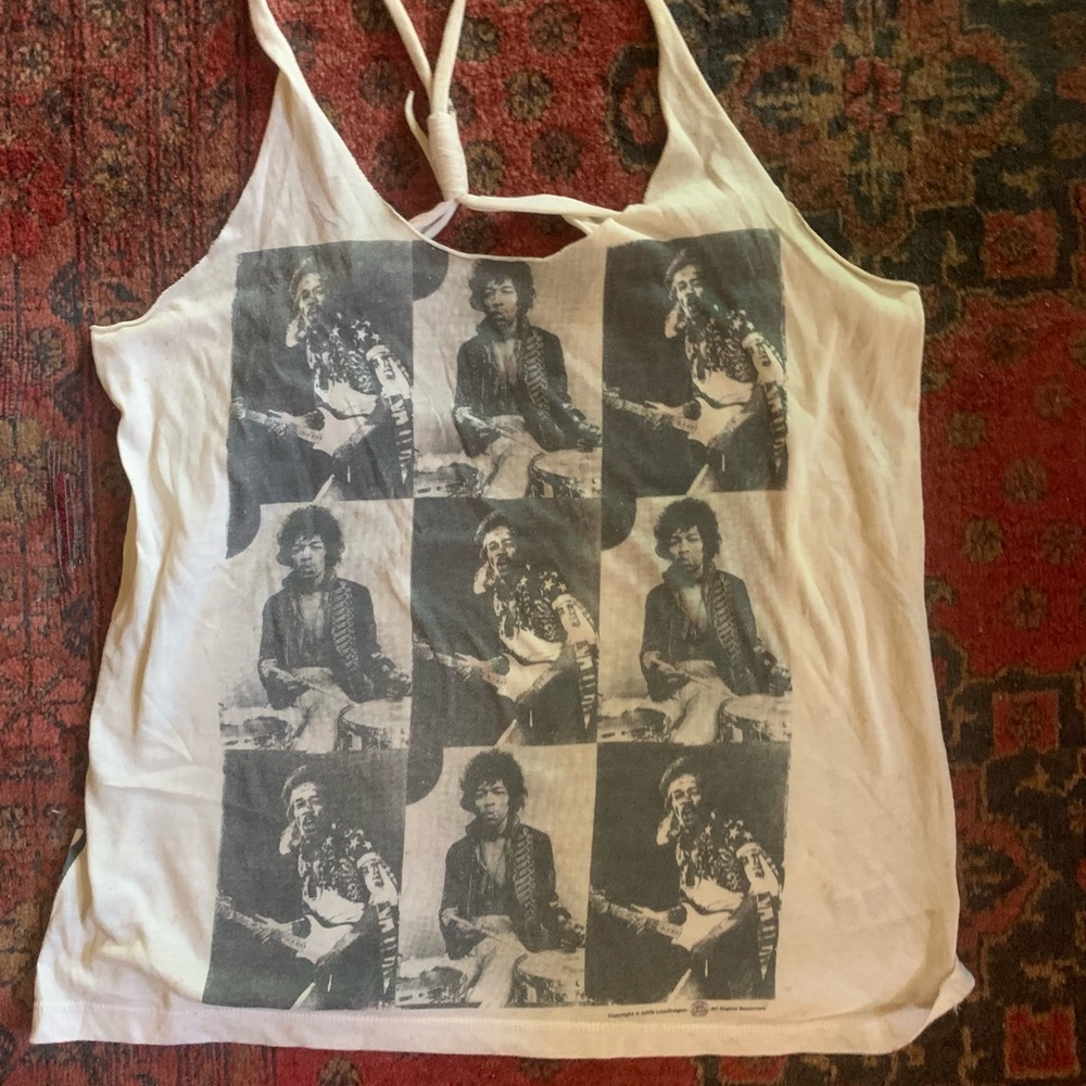 Graphic Tank Top with Jimi Hendrix Print
